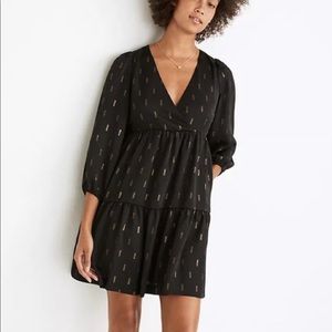 Madewell Jacquard Faux-Wrap Tiered Mini Dress S